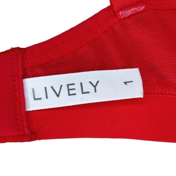 Lively | Busty Bralette * sz 1 * Palm Lace Tomato Red Comfy Wire Free Wireless - Picture 6 of 7